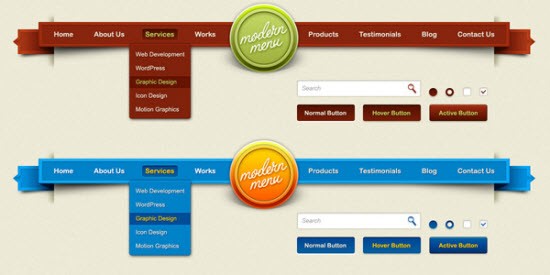Free Web Menu Navigation PSD