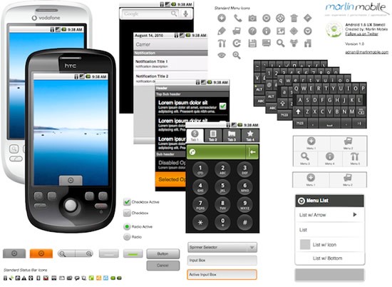 20 Free Phone and iPad GUI PSD and vector templates for web designers