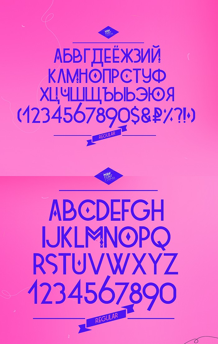 Tetra contains both regular sans serif and decorative font styles