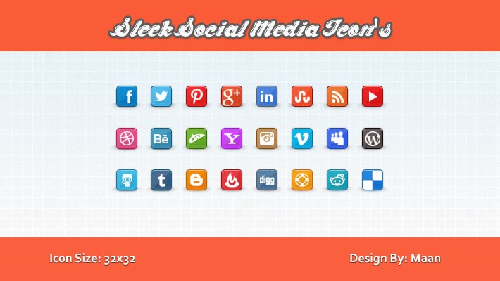 Free Sleek Social Media Icons
