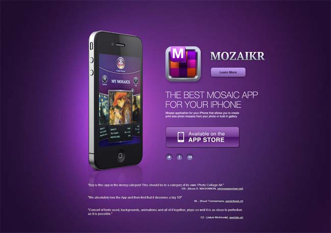 landing pages for apps