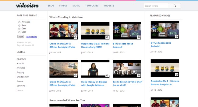 Videoism Blogger Template