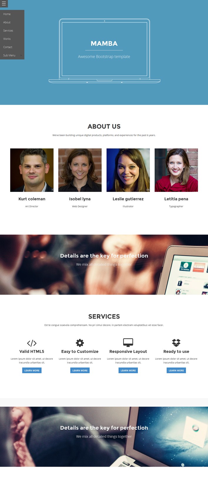 Mamba One Page Template