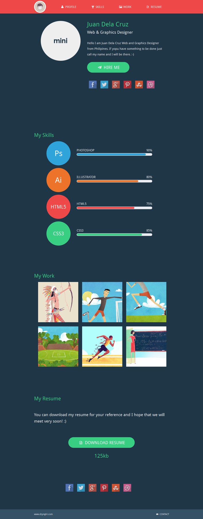 SINGLE PAGE-Flat Design Free HTML5 CSS3 Responsive Templates