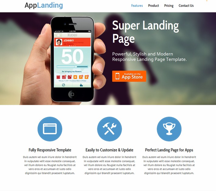 Responsive Landing Page For iPhone-Android App