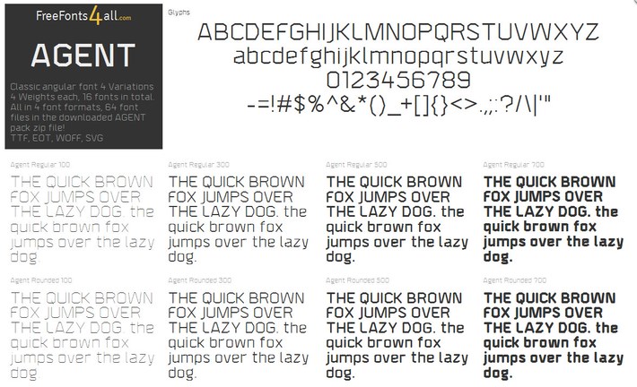 Free font family AGENT New
