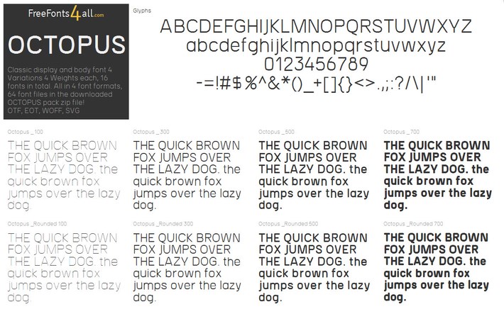 Free font family OCTOPUS