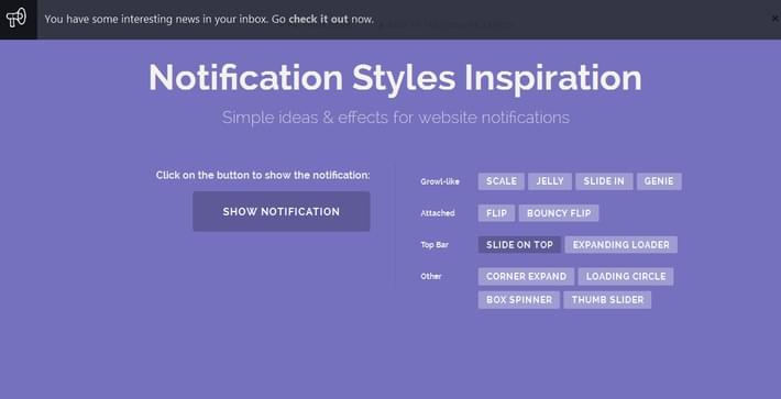 CSS Animation Notification Style for Inspiration
