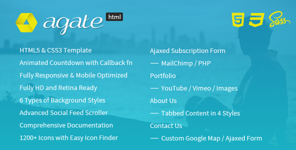 Agate HTML - Multi Section Coming Soon Countdown