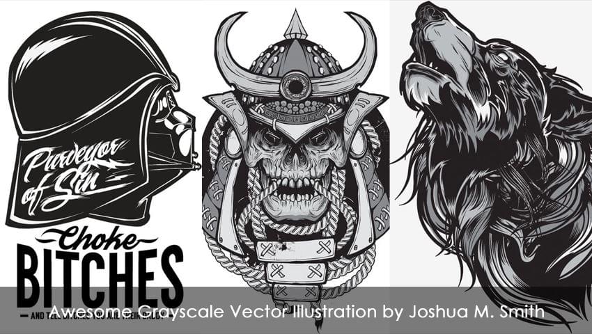 Awesome Grayscale Vector Illustration by Joshua M. Smith
