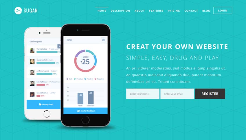Sugan modern software landing page