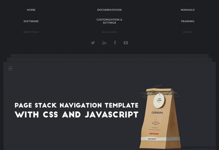 Page Stack Navigation Template with CSS and JavaScript