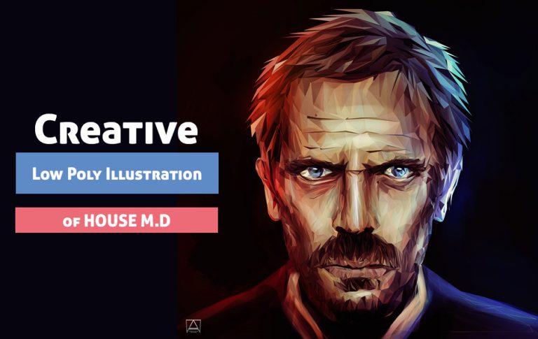 Creative Low Poly Illustration of HOUSE M.D