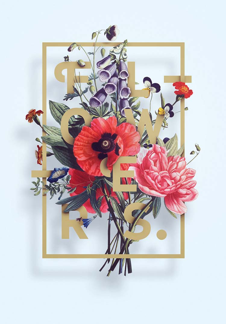 Floral Typography Designs Blend with Flowers 