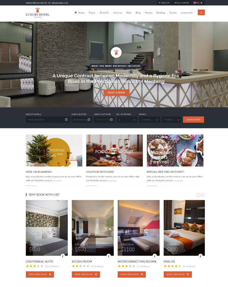 WordPress hotel theme responsive