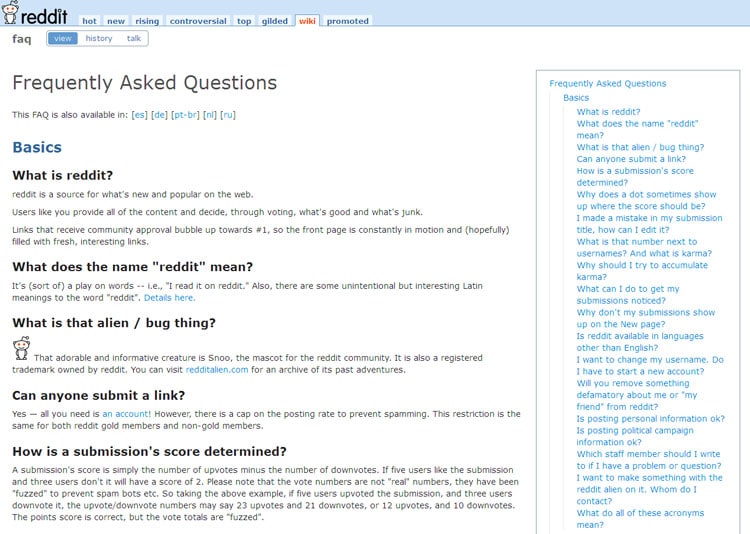 best faq pages 2016