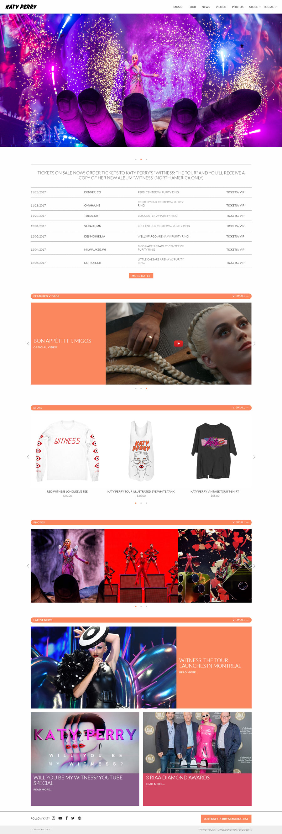 Katy Perry American Singer Website Design