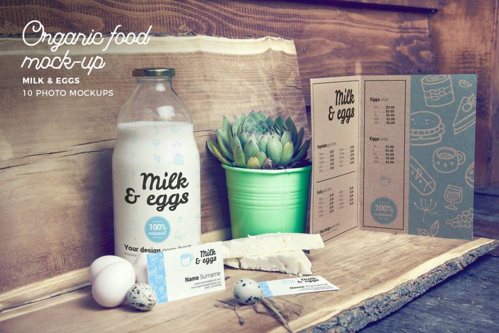 Organic Food Milk & Eggs Mockup