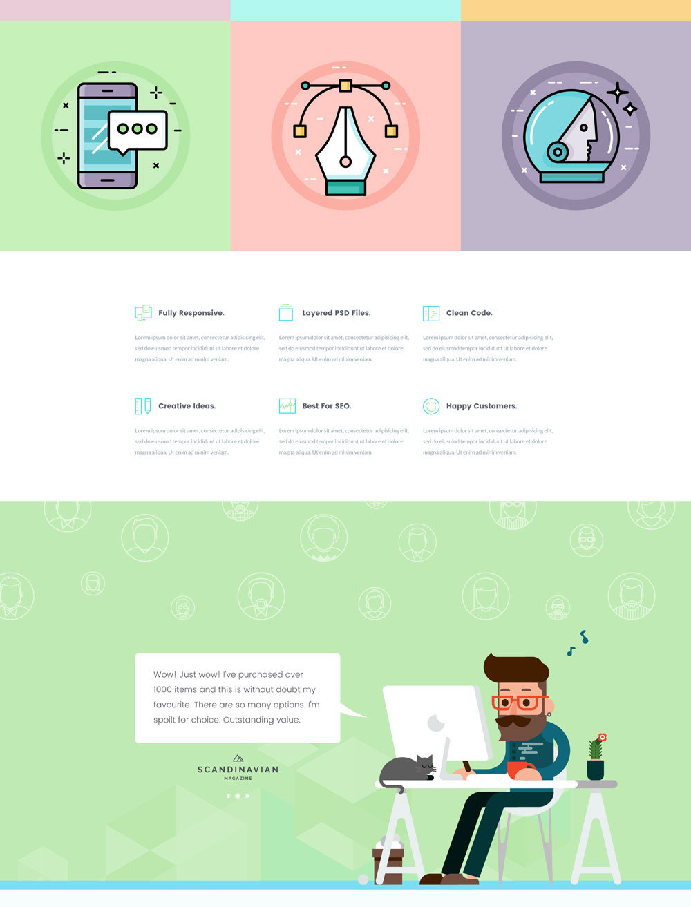 Cesis flat style One Page sketch app template