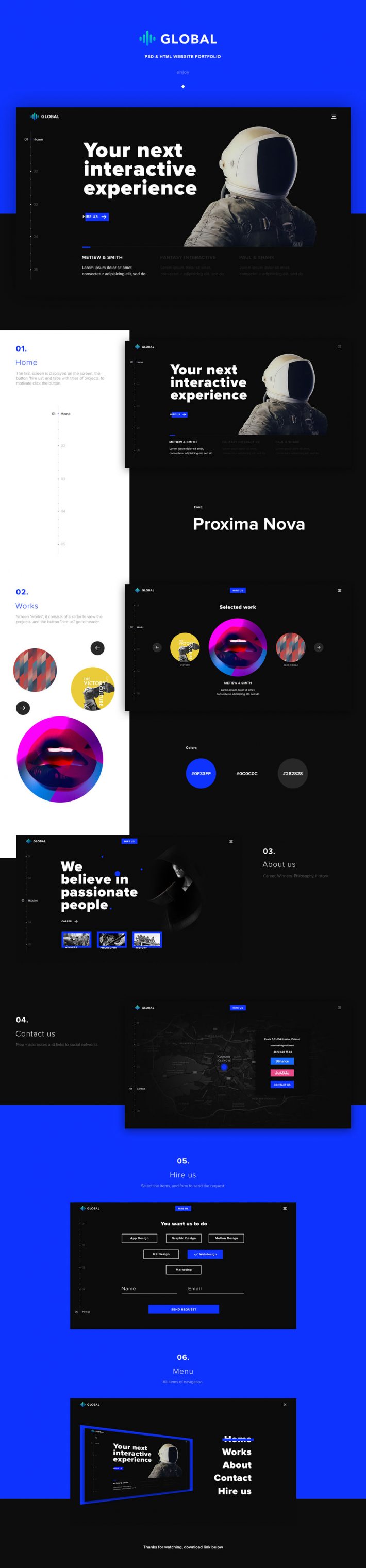 Global – Free One Page Portfolio PSD and HTML Template