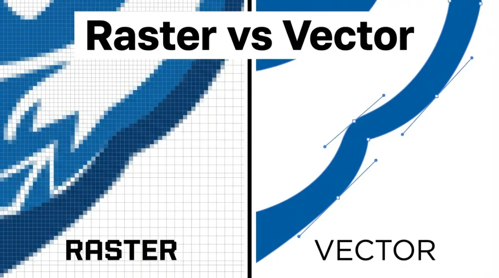 Comparison of pixelated Midjourney output vs vectorized professional logo