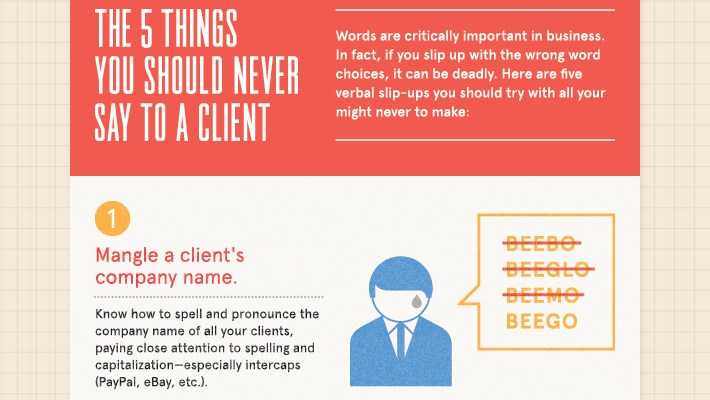 5 Things You Should Never Say to a Client - Infographic