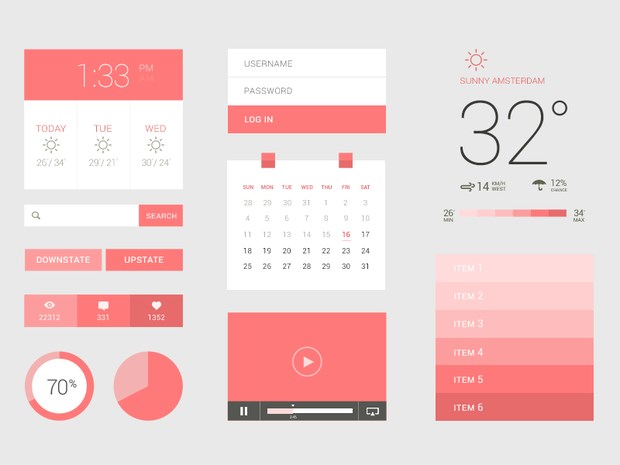 30 Best Free Photoshop Flat PSD UI Kits