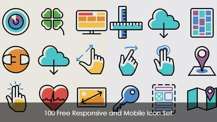 100 Free Responsive and Mobile Icon Set
