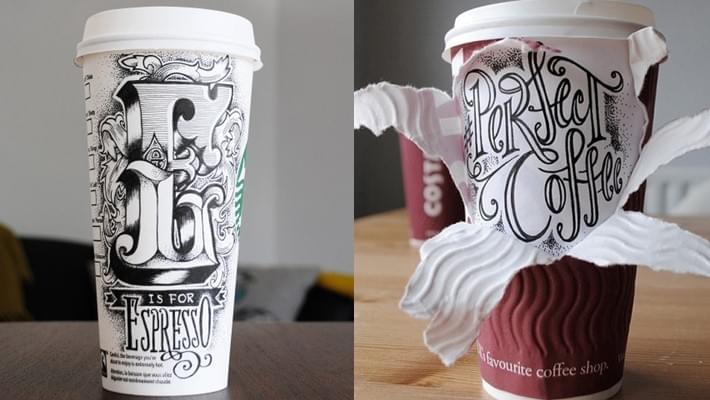 Hand Lettered Coffee Cups by Rob Draper