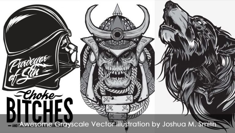Awesome Grayscale Vector Illustration by Joshua M. Smith