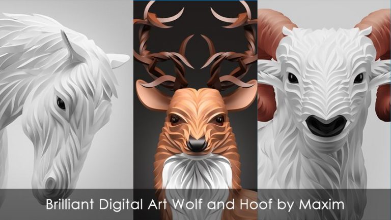 Brilliant Digital Art Wolf and Hoof by Maxim Shkret
