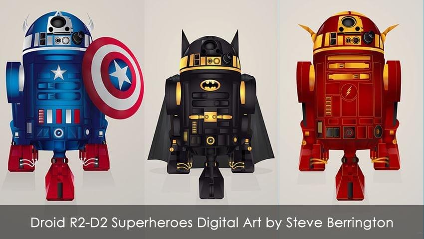Droid R2-D2 Superheroes Digital Art by Steve Berrington
