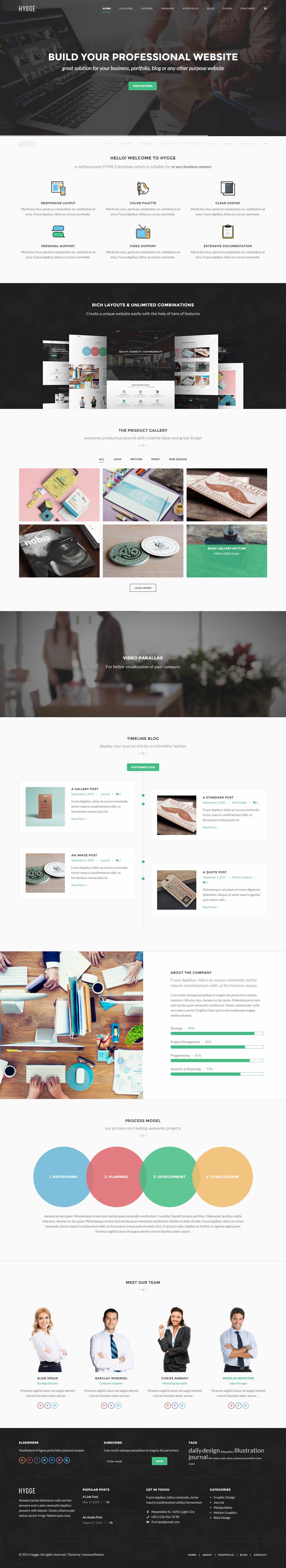 hygge flat and responsive wordpress theme