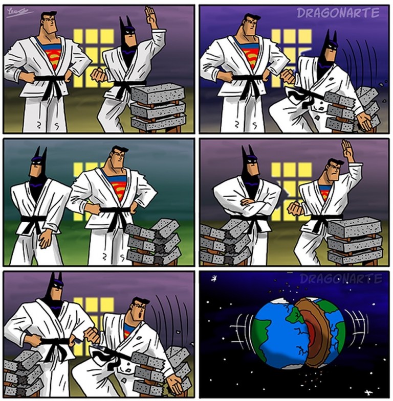 Superman vs Batman Funny Comics by Dragonarte