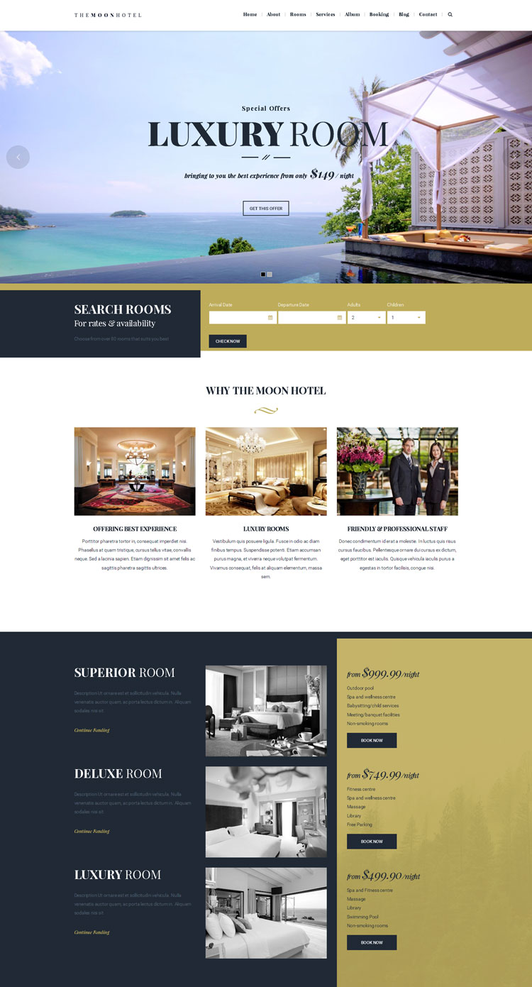 WordPress hotel theme responsive