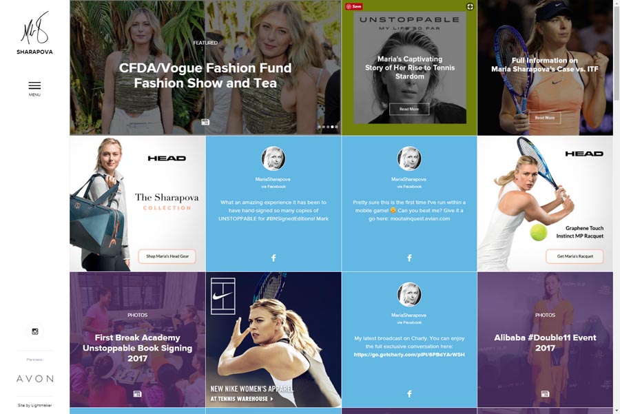 Maria Sharapova Tennis Player Celebrity Website Design