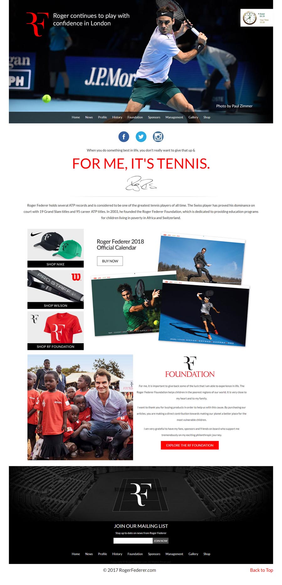 Roger Federer Tennis Player Celebrity Website Design