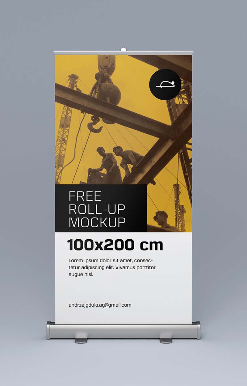 Roll Up Banner Mockup Free PSD