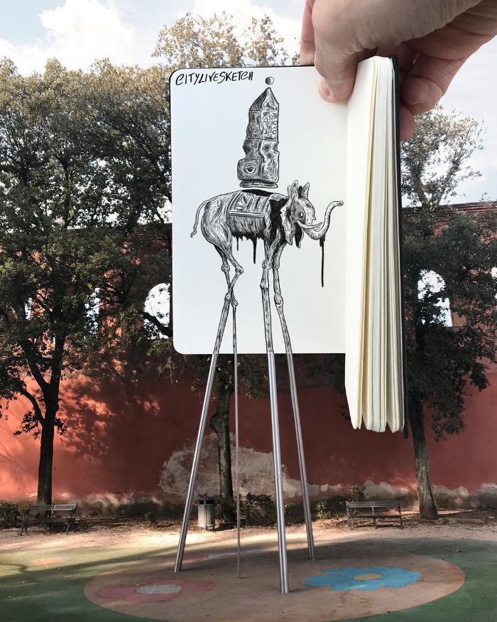 Mind-Bending-Photos-Joining-Together-Drawings-with-Reality
