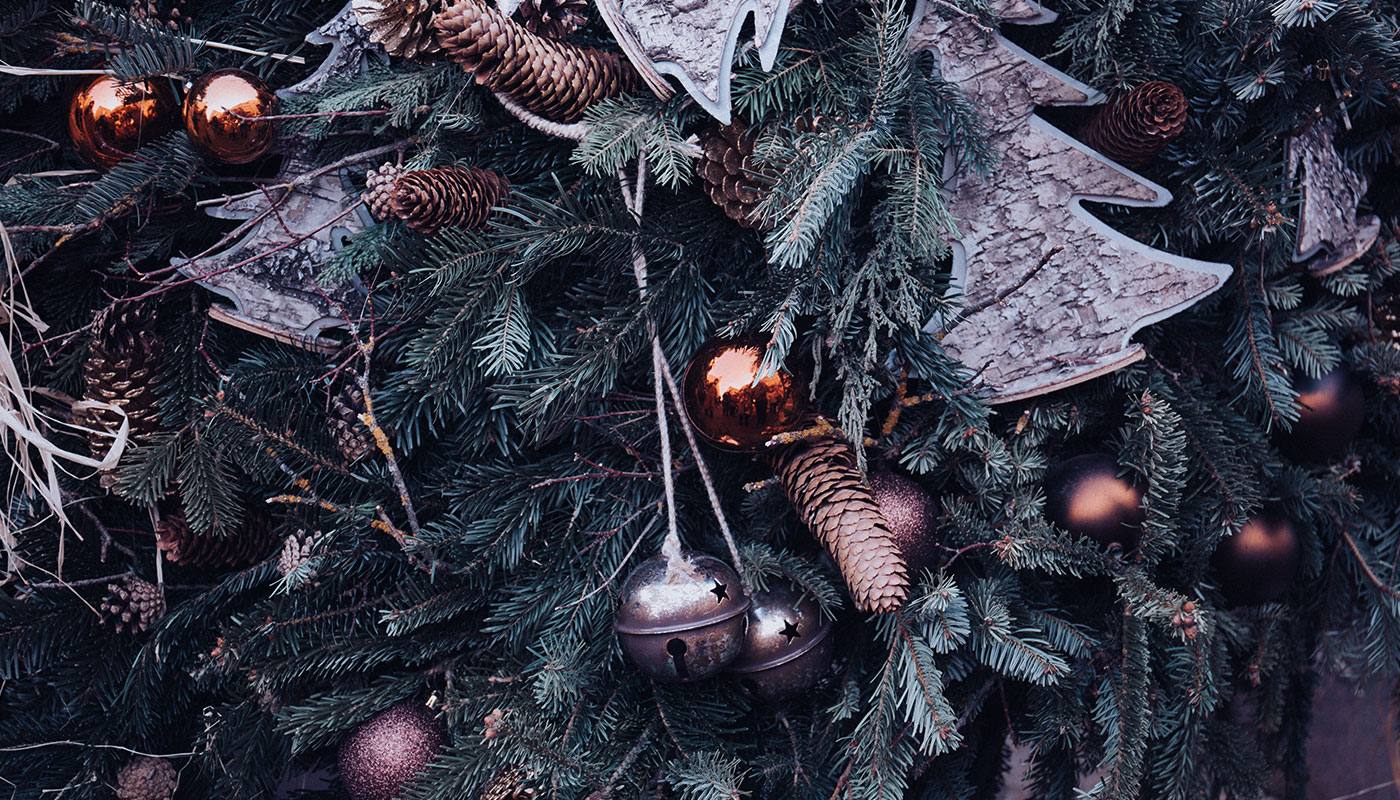 Closeup of Christmastree Decorations Beautiful Holiday Backgroundor  Wallpaper Stock Photo  Image of christmastree sparkle 232893294