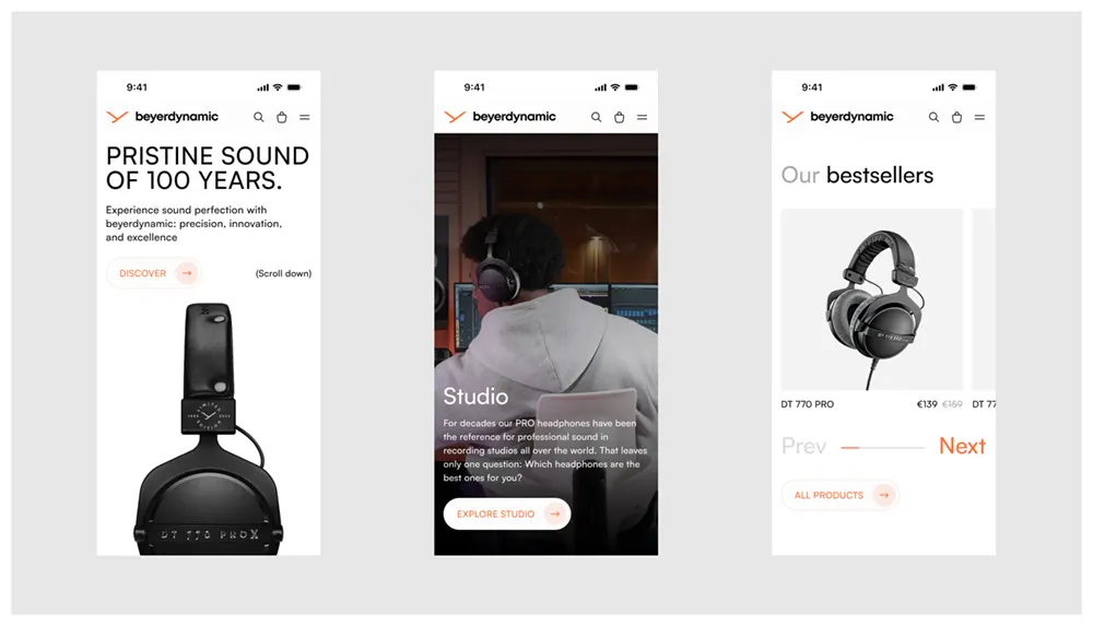 Showcasing the Beyerdynamic redesign concept card system, highlighting modern features and aesthetics