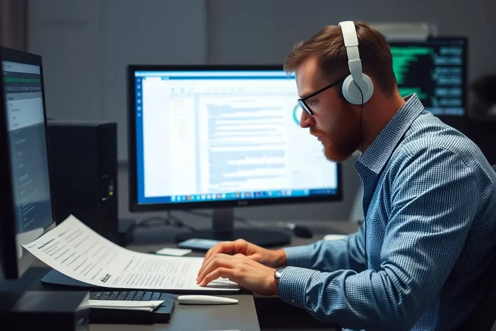 A software engineer utilizing online faxing for a proposal project
