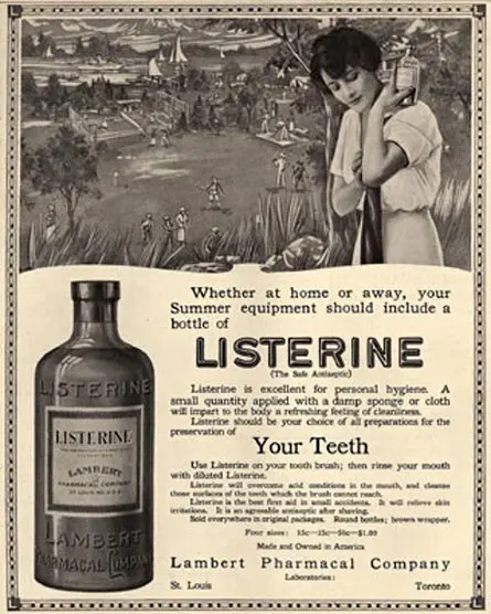 Vintage Listerine ad promoting personal hygiene and tooth care.