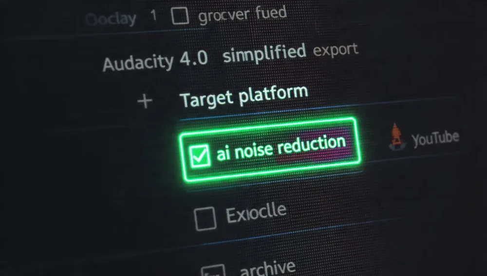Audacity 4.0 export menu showing new AI features.