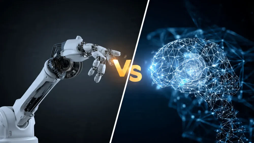 Comparison of traditional linear automation versus dynamic agentic AI workflows.