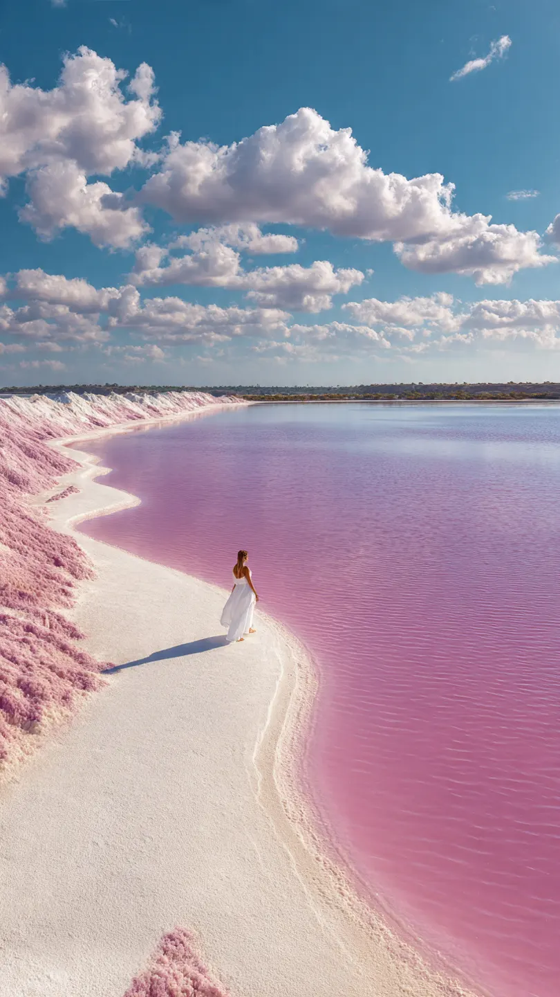 Aesthetic places to visit in Puerto Rico: The pink salt flats of Cabo Rojo.