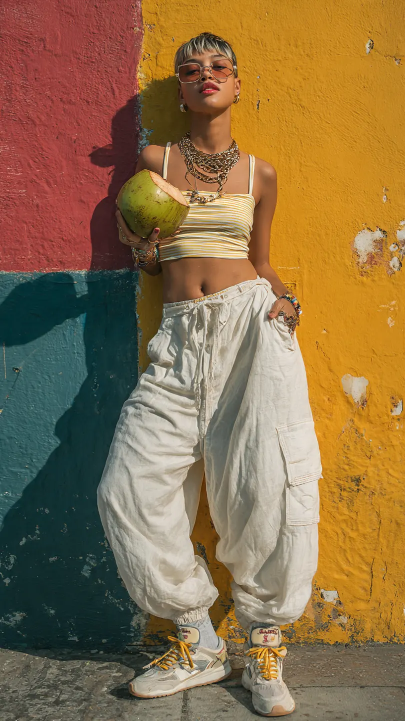 Puerto Rico fashion trends 2026 showing Caribbean streetwear and gold jewelry.