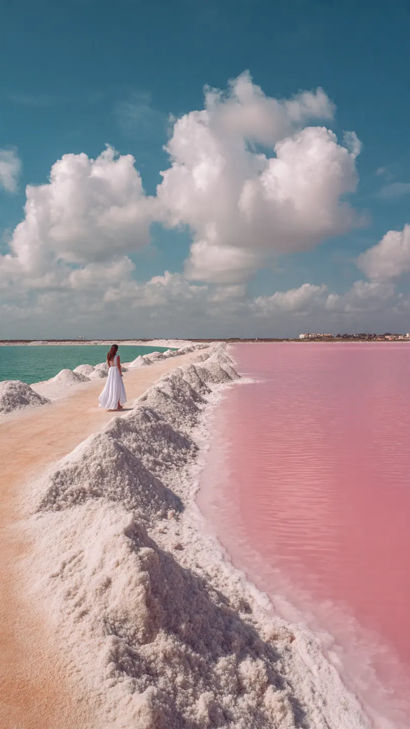 Aesthetic places to visit in Puerto Rico: The pink salt flats of Cabo Rojo.