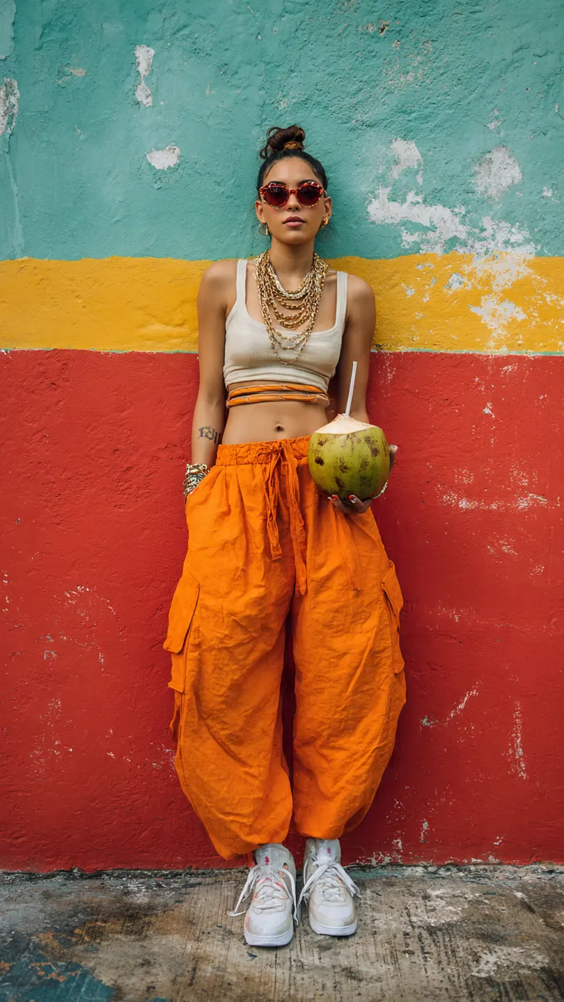 Puerto Rico fashion trends 2026 showing Caribbean streetwear and gold jewelry.