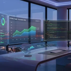 A sleek 3D illustration of a 2026 software engineer's workspace.